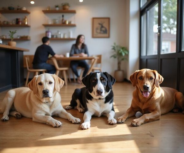 Various pets enjoying Bubbs & Bites Cafe