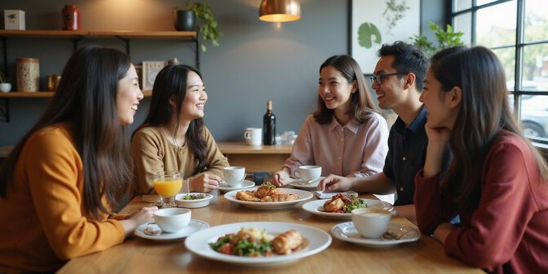 Friends enjoying brunch together at Bubbs & Bites