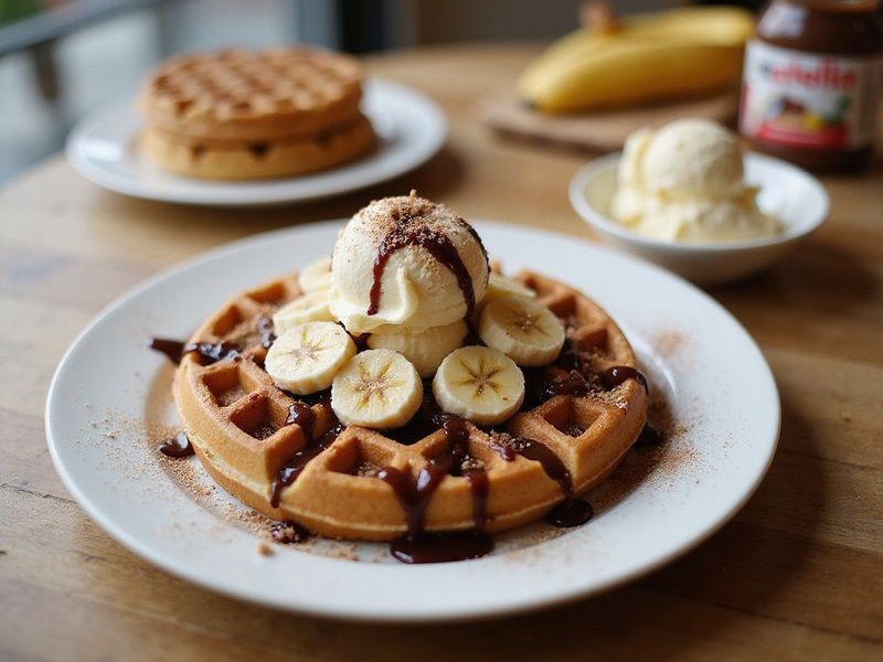 Bananutella dessert waffle with ice cream